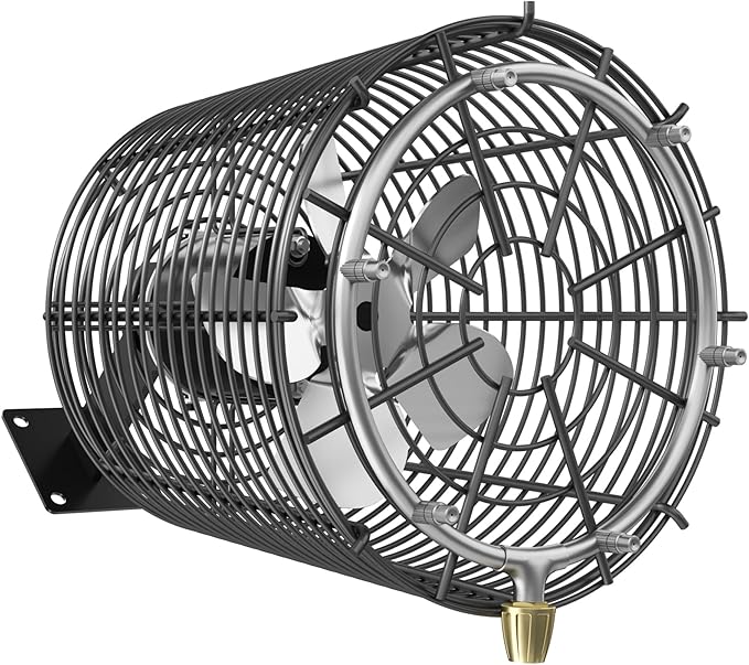 Greenhouse Air Circulation Fan with Mist and Water Pipe 1/80 HP 115V Ceiling Wall Mount Fan High Speed Circulation for Greenhouse, Warehouse, Patio, Garage 450CFM, 12000BTU, ETL Listed