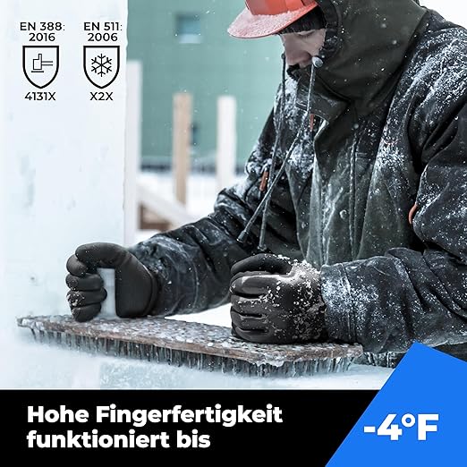 toolant Waterproof Gloves for Men and Women, Freezer Gloves with Grip, Double Nitrile Dipped for Extreme Oil Repellent, for Construction, Mechanics, Mining, Plumbing, Black, Small