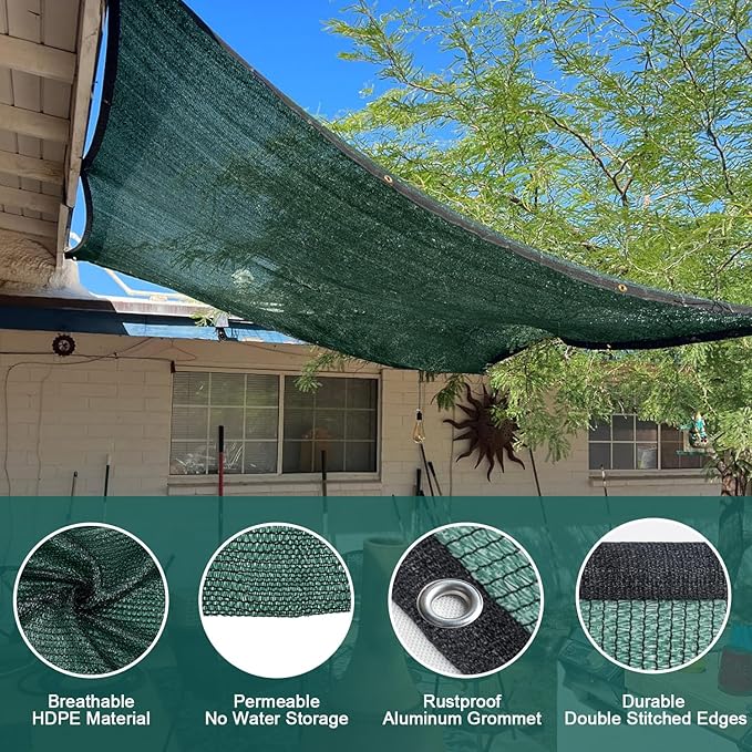 LOVE STORY 3x6FT 90% Dark Green Garden Shade Cloth, Sun Shade Cover Net Mesh Tarp with Grommets, Sunblock Net for Garden,Greenhouse,Plants and Patio