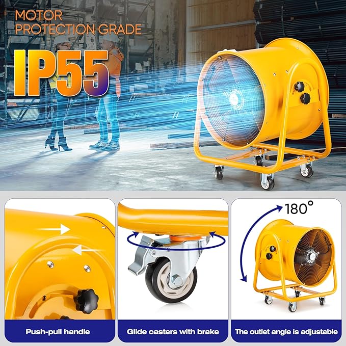iLiving Utility High Velocity Blower, Fume Extractor, Portable Exhaust and Ventilator Fan (Utility 20")