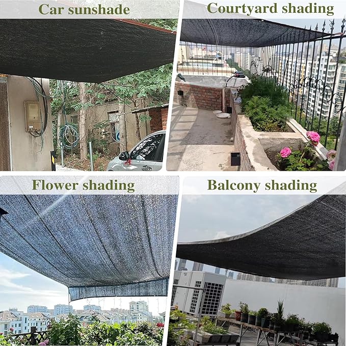 Shade Cloth，70% Garden Sun Shade Cloth Mesh Tarp，10 x 20 FT Black Sun Shade Net, pergola Shade Cover with Grommets，for Outdoor Sun Shade Cover，Plant Cover Patio Canopy ，Greenhouse