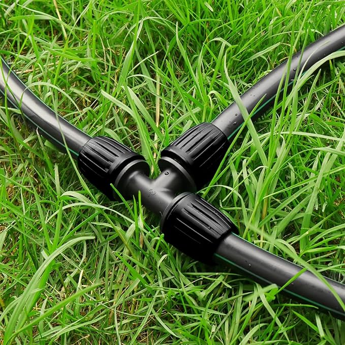 Gardrip Drip Irrigation Fittings for 1/2 Inch Drip Tubing (1/2" ID x 0.65" OD)：1/2'' Drip Line Tees Anti-drop Locked Nut Barbed Tee Connectors Garden Irrigation System Parts (10 Pack)