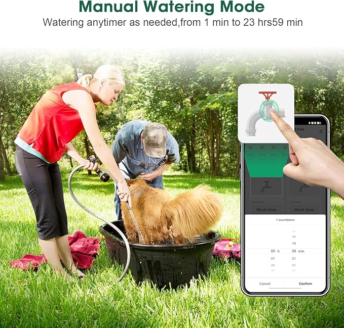 Haozee Zigbee Sprinkler Timer 2 Zone,Smart Water Timer for Garden Hose, Requires Zigbee 3.0 Hub,Support Home Assistant Zigbee2mqtt, Rain Delay and Manual Watering, Leakproof for Yard Lawn Watering