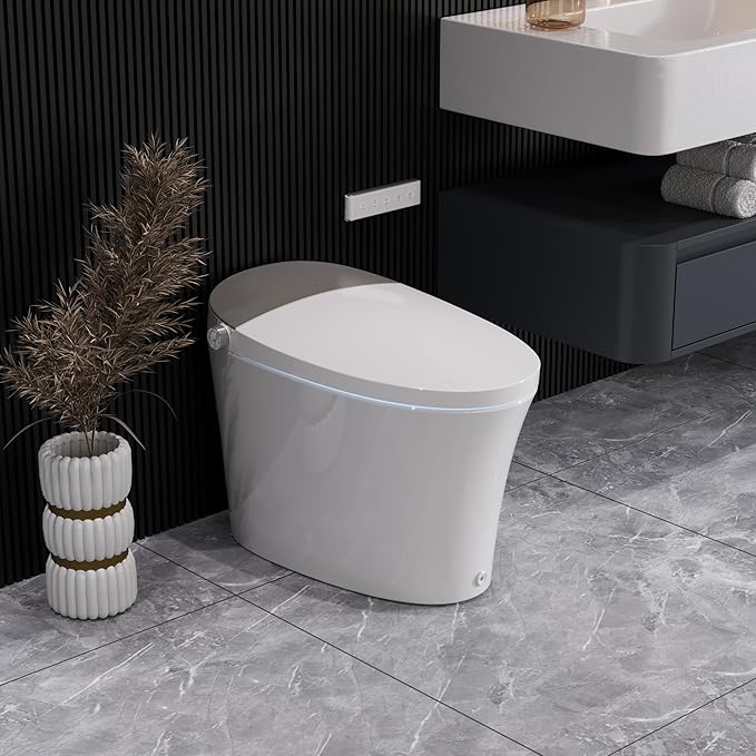 DeerValley Smart Toilet with Built-in Heated Seat, Powerful Auto Flushing and Auto Open/Close Lid, 1.28 GPF & MaP 1000g, Adjustable Seat Temp, Night Light, DV-1S0150-V3