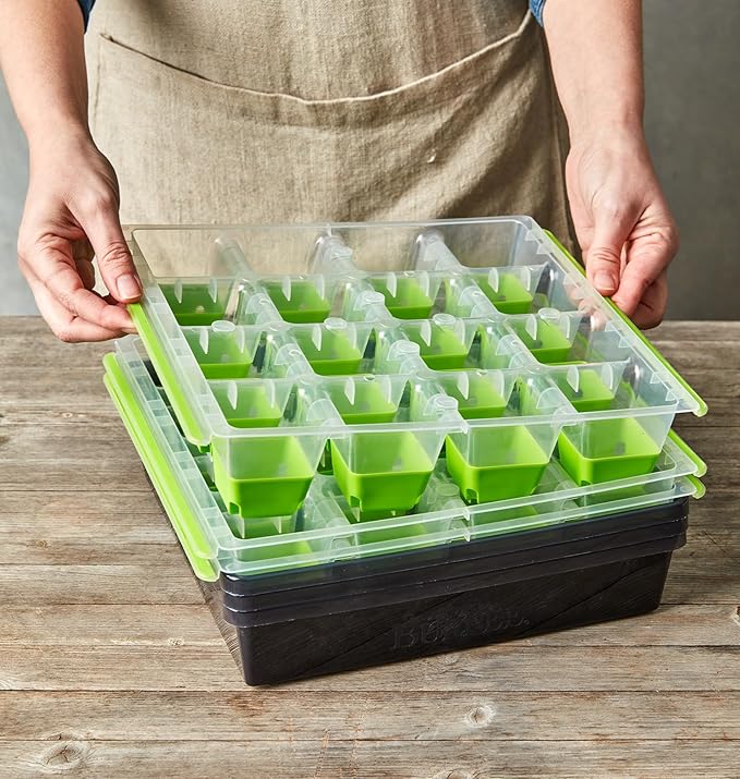 Burpee SuperSeed Starting Tray | 16 XL Cell | Reusable & Dishwasher Safe | for Vegetable, Flower & Herb Seeds | Indoor Grow Kit for Deep-Rooted Seedlings, Green