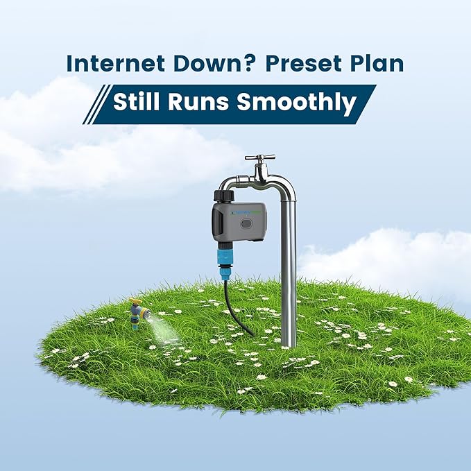 [No Blutooth Hub Required] Sprinkly Smart Lawn & Garden Hose Wifi Water Timer – 1 Zone Wi-Fi 6 Sprinkler Controller, Compatible with Alexa and Google Assistant, Auto/Manual/Rain Delay, IP55 Waterproof