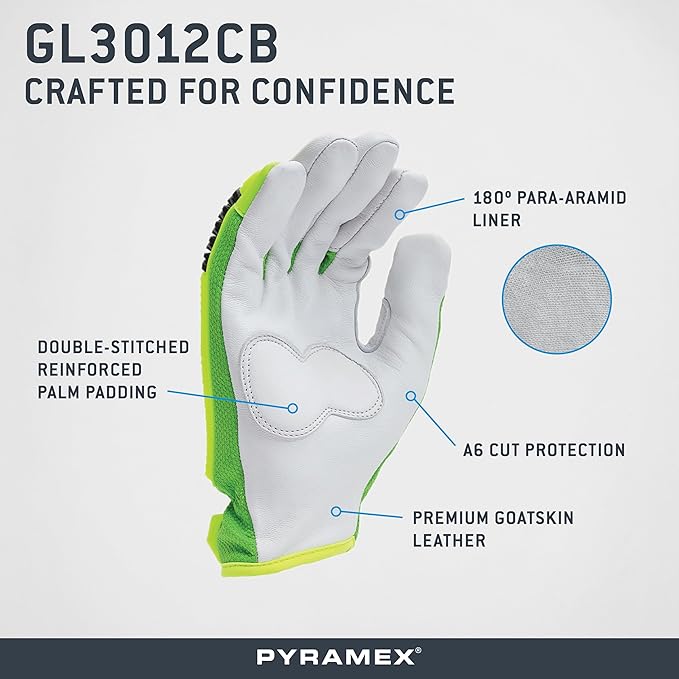 Pyramex Premium Goatskin Safety Gloves With A6 Cut Level And Impact Protection Size XL