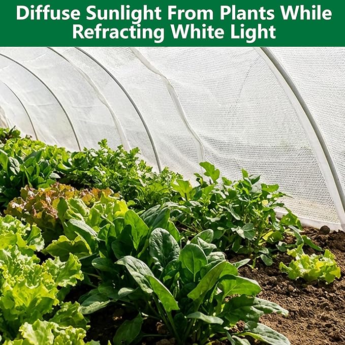 9.9 x 9.9 Ft Plant Shade Nylon Cloth, White Plant Sun Protection Net with Reinforced Grommets, Garden Sunshade Cover Cloth for Protecting Plants from Direct Sunlight