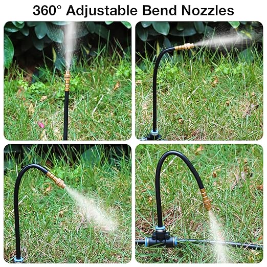 MIXC 2026-Upgrade Drip Irrigation System, No 1/4 Pipe, only 12pcs Adjustable Copper Nobbles and Quick Connectors