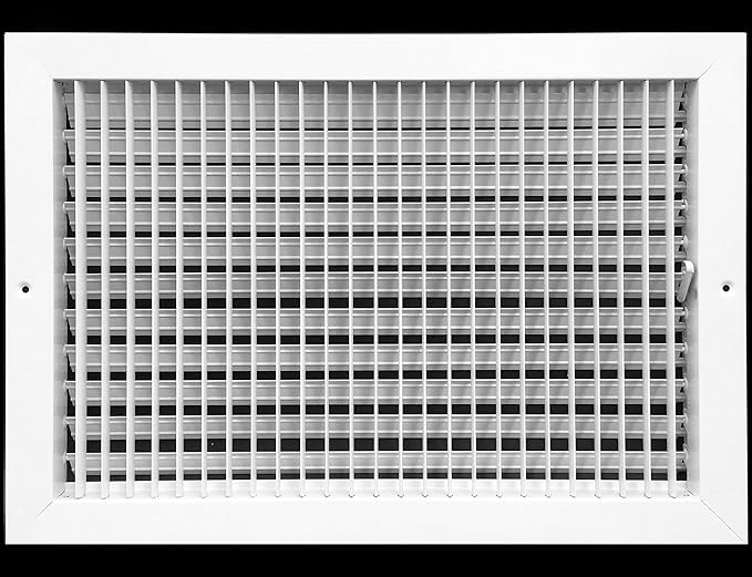 18" X 12" Adjustable AIR Supply Diffuser - HVAC Vent Cover Sidewall or Ceiling - Grille Register - High Airflow - White [Outer Dimensions: 19.75" w X 13.75" h]