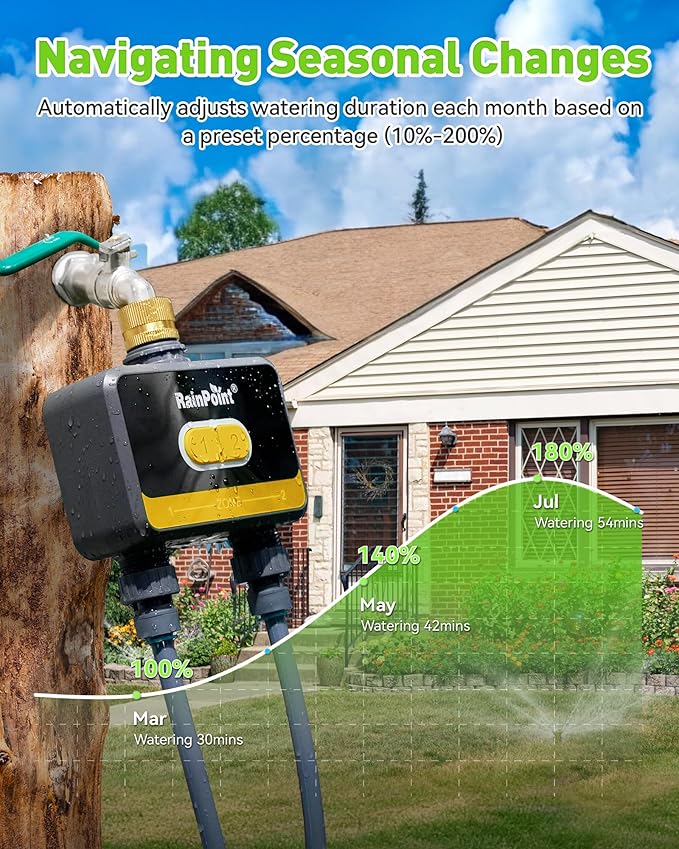 RainPoint WiFi Water Timer for Garden Hose with Brass Inlet,Yellow