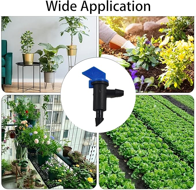 80Pcs 2GPH Drip Emitter Garden Flag Irrigation Drippers, 8L/H Sprinkler System Parts for 4/7mm Tubing, Adjustable Flow for Trees, Shrubs, Lawn, Vegetable Gardens, Blue