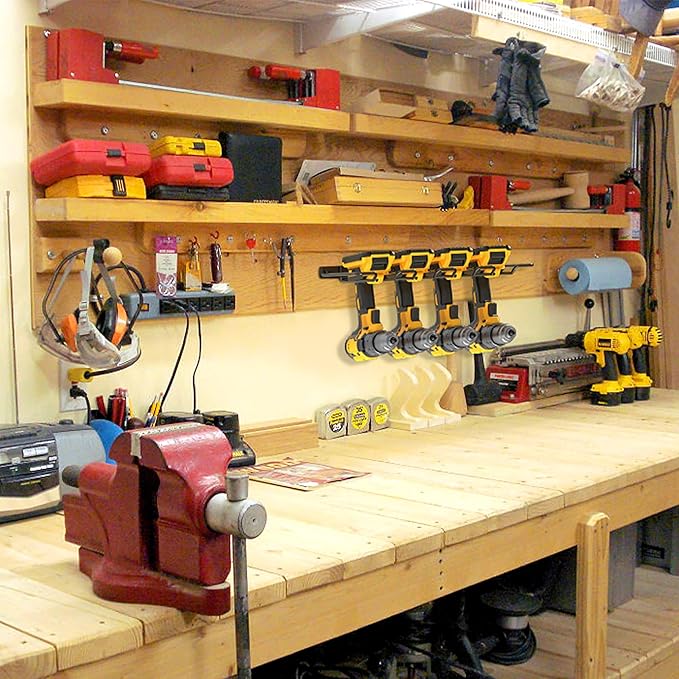 UNITEDPOWER Wall Mounted Power Tool Organizer Holder, Heavy Duty Utility Storage Rack for Battery Powered Hand Tools, Cordless Drill Rack, Workshop, Shed, Garage