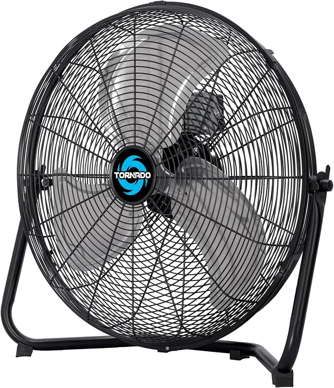 Tornado 18 Inch High Velocity Metal Floor Fan, 3-Speed Powerful Cooling for Industrial, Commercial, and Home Spaces, 120°Tilt, 6.0 FT Cord - UL safety Listed, Black