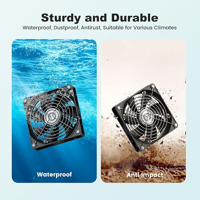 5.5'' Solar Greenhouse Fan 2 Kit, 30W Solar Powered Exhaust and Intake Chicken Coop Fan, Strong Airflow & Waterproof, 16.5 ft Cord, for Outdoor Shed Doghouse Air Circulation and Ventilation