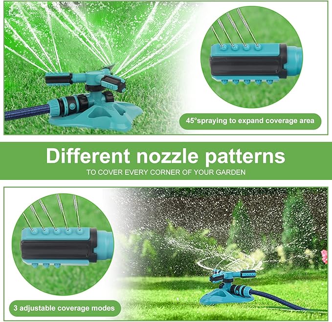 Lawn Sprinklerfor Yard,Upgrade Garden Sprinkler Automatic 360 Degree Rotating Irrigation Grass Water Sprinkler System, Built in 36 Units Angle Spray Nozzles-1Pack(Blue)