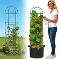 Large Trellis, Garden Obelisk Trellis for Climbing Plants Outdoor, 55" Metal Trellises for Tomato Cucumber Grape Clematis Rose Vine Support, 4-Tier Heavy Duty Fit 25-Gallon Container Raised Bed