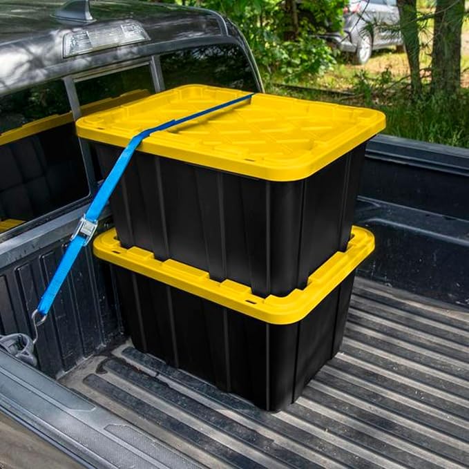 Sterilite 12 Pack Industrial Tote Organizers, Plastic Storage Container Bins with Lids, 27 Gallon - Heavy-Duty Organizing Containers for Closet, Bathroom, and Office