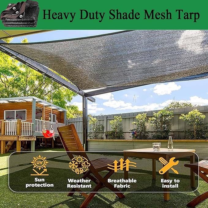 18x27 FT Shade Cloth - for Garden 90% Plant Shades Mesh Tarp with Grommets UV Resistant Durable Outdoor Sun Shades Netting for Chicken Coop Greenhouse Vegetables Pergola Patio Plants Cover