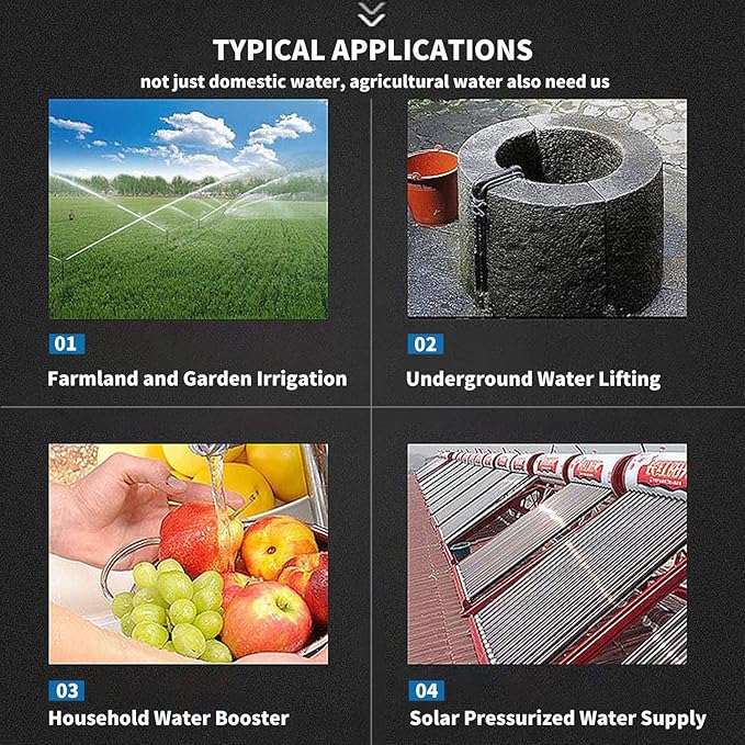 3/4 HP Water Pressure Booster Pump 110V Inline Water Transfer Pump Automatic Self Priming Irrigation Pump Shallow Well Jet Pump Household Booster Pump