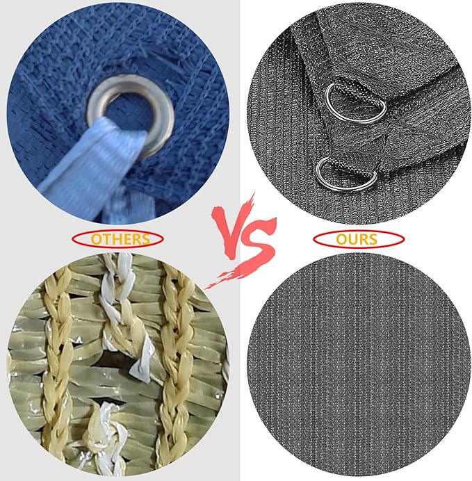POYEE 90% 8x8ft Sun Shade Cloth with Reinforced Corner Webbing & D-Rings, Pergola Shade Cover – Breathable 200GSM HDPE Fabric for Patio, Garden, Deck & Backyard (Grey)