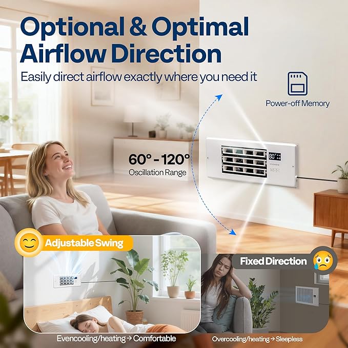 VIVOHOME Register Booster Fan - 4'' x 12'' Opening with Adjustable Louver - Smart Thermostat & 10-Speed WIFI App Control - AC Vent Fan for Floor, Ceiling, Wall - Quiet Operation (White)