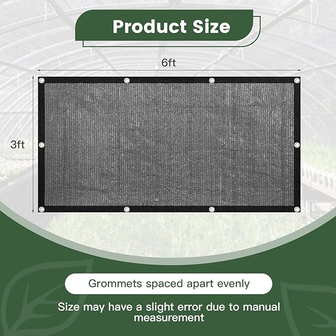 [WindscreenSupplyCo] 55% 3 x 6 FT Shade Cloth Sun Shade Net with Grommets Sunblock Mesh Tarp for Garden Plants Cover Greenhouse and Patio