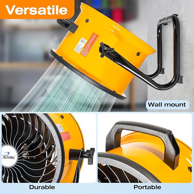 iLiving 12 in. Low Noise Turbo Fan 1139 CFM 3-Speed Portable Air Circulator for Shop, Office, Greenhouse, Home and Warehouse