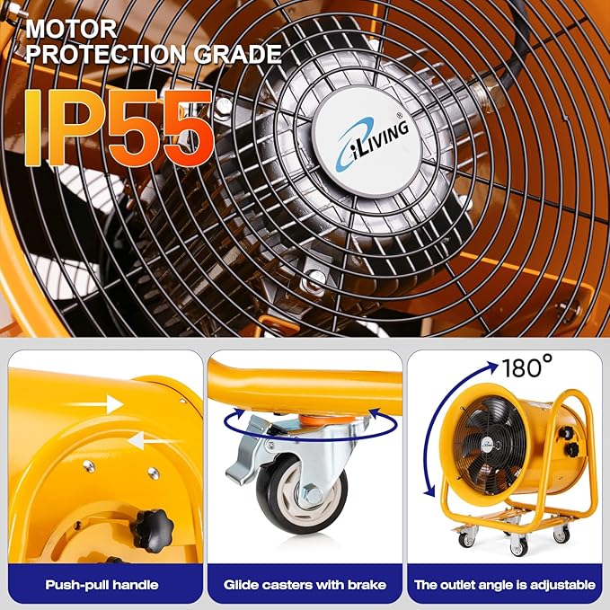 iLiving Utility High Velocity Blower, Fume Extractor, Portable Exhaust and Ventilator Fan (Utility 16")