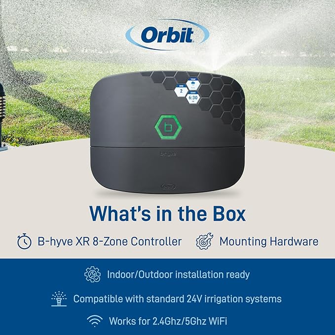 Orbit B-hyve XR Smart Sprinkler Timer - 8-Zone - WiFi-Enabled Indoor/Outdoor Irrigation Controller - App Control - Weatherproof Watering System - Multi Zone - Custom Programs - 57985