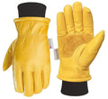 DLY Winter Work Gloves for Men, Insulated, Puncture and Abrasion Resistant, Cowhide Leather with Warm Thinsulate Lining for Cold Weather, X-Large, Yellow, New