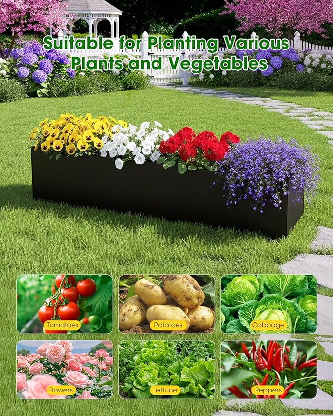 65" Cucumber Planter with Trellis for Climbing Plants Outdoor, Metal Garden Trellis for Raised Bed, Plant Support Structures with Netting for Cucumbers Tomatoes Beans Peas (67 * 17 * 65inch(L*W*H)
