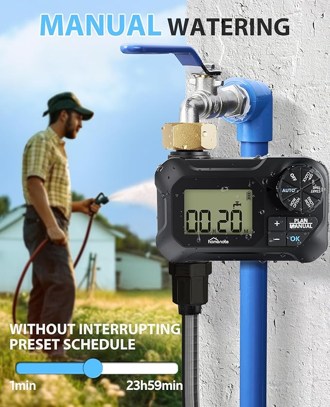 homenote Automatic Misting Cooling System with Timer, 91.8FT Misting Line, 24 Brass Nozzles, and 3/4" Brass Adapter for Patio Cooling and Garden Watering