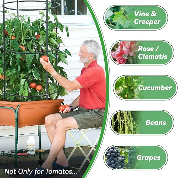 Large Trellis, Garden Obelisk Trellis for Climbing Plants Outdoor, 55" Metal Trellises for Tomato Cucumber Clematis Rose Vine Support, Heavy Duty Round Cage Stand for Grow Bag Raised Bed Yard, 2 Pack