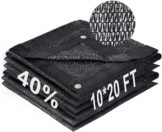 LOVE STORY 10x20FT 40% Black Shade Cloth Sun Shade Net with Grommets Sunblock Net Mesh Tarp for Garden,Plants Cover,Greenhouse and Patio
