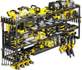POKIPO Extra Large 64" W Power Tool Organizer Wall Mount, 1000 lbs Load Capacity, Heavy Duty 4 Tier Garage Storage Rack with 8 Drill Holders, 2 in 1 Corner or Straight Installation