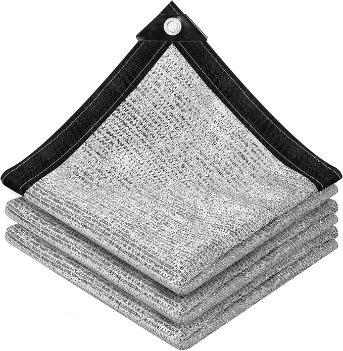 vensovo 85% Aluminum Shade Cloth - Reflective Aluminium Shade Netting Sun Shade Cover with Grommets for Cars, Dogs, Outdoor, RV, Patio (10x25FT)