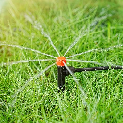 26pcs Drip Emitters for 1/4" Irrigation Tubing, Easy Connect Adjustable 360 Degree Water Flow Irrigation Sprayer On 5" Stake for 4/7mm Tube Locked Irrigation Drippers for Garden Flower Plant