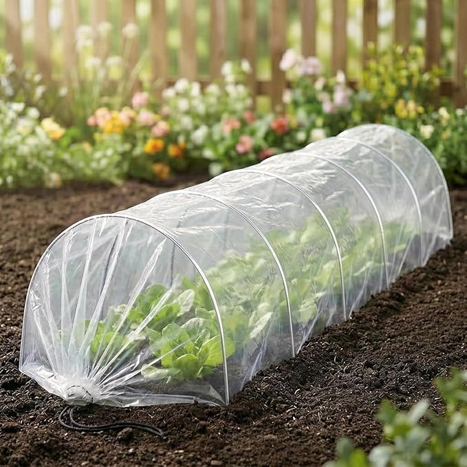 10 ft Portable Greenhouse with Quick-Release Tech Garden Tunnel Shade Net Cover, Sun & Heat Protection for Vegetables & Plants, Includes Hoops & Stakes(White,1 Pack)