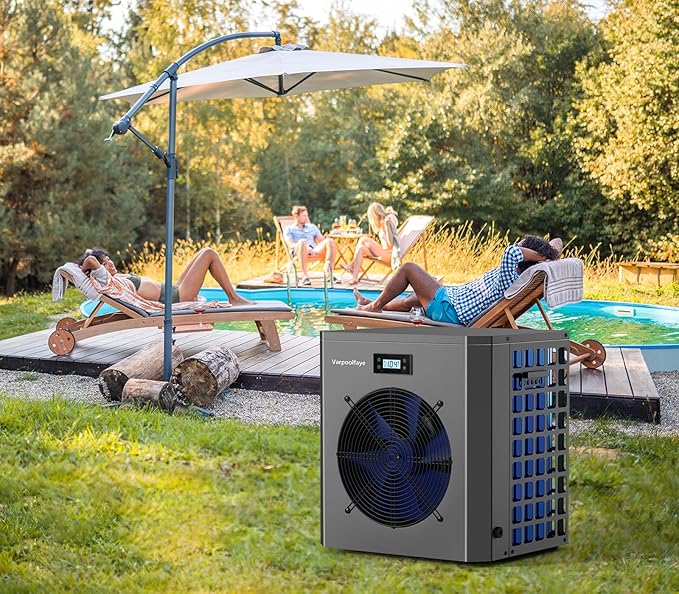 Electric Pool Heater Pump 5000 gallon 120v Pool Heaters For Above Ground Pools 16000 BTU Swimming Pool Heat Pump WiFi Control Heat Or Cool Spa Heater Pump