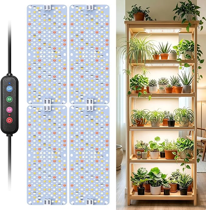 SDOVUERC Full Spectrum 768 LEDs Grow Lights, Plant Grow Lights for Indoor Plants with Daisy Chain Function, Sunlike Spectrum,4/8/12/16/20H Timer for Seed Starting(Pack4)