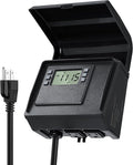 SURAIELEC Digital Pool Timer for Above Ground Pools, NEMA 5-15R Plug-in Timer with Dual Outlets, 15A 125V 1HP, Programmable 7-Day Schedule, Weatherproof Cover, for Pool Pumps, Lights and Salt Systems