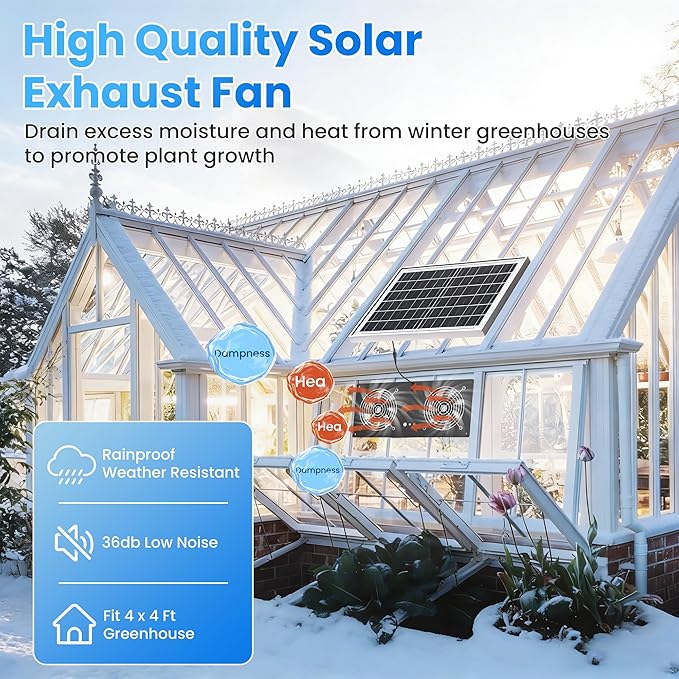 Solar Fan for Chicken Coop with Battery and Timer, 40W 18000 mAh Solar Powered Exhaust Fan for Greenhouse, Outdoor, Shed, Vent, Doghouses, Windows, RV, High Wind Speed, Rainproof