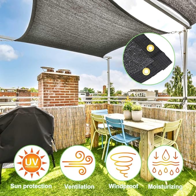 Mklsit Shade Cloth for Garden, 40% 20 x 20 FT Black Mesh Tarp with Reinforced Grommets, Sun Shade Net Greenhouse Shade Cloth for Plants Cover, Vegetables, Patio, Chicken Coop Sunshade
