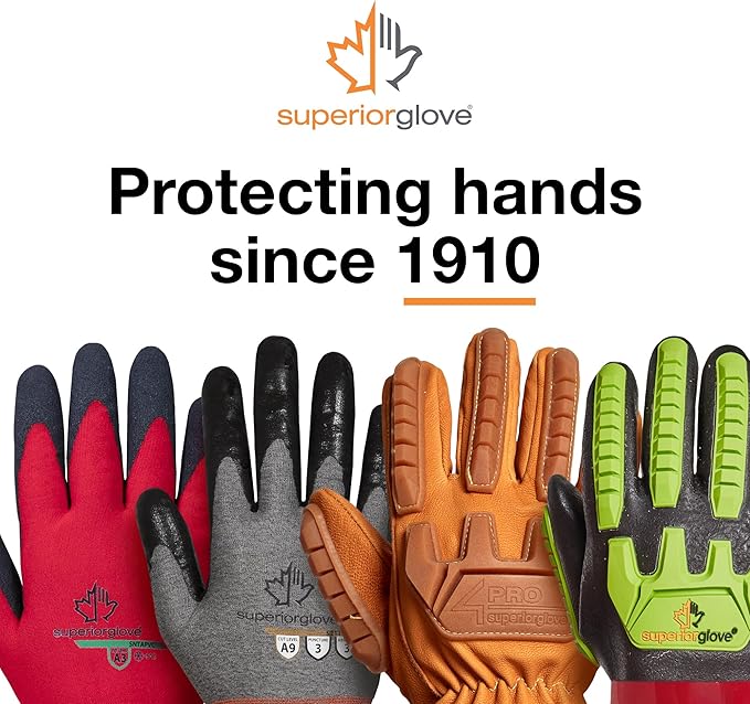 Superior Glove Endura Impact and Water Resistant Leather Work Gloves for Hand Safety Protection - 378GKVSB X-Large (Pack of 1 Pair)