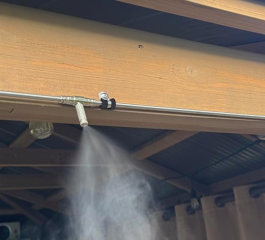 App Controlled High Pressure Misting Mister System Kit 1000 PSI Stainless Steel Tubing DIY Patio Greenhouse (40' w/ 20-.006" Nozzles for Most Hot Climates, Stainless Steel Tubing)
