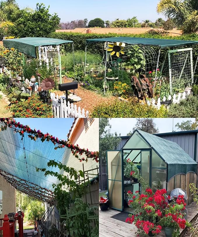 E.share 40% Green Sun Shade Cloth 12FT x 14FT, Breathable Shade Mesh for Garden Patio Greenhouse Plants Vegetables Flowers Raised Beds