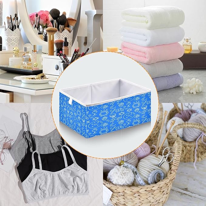 Witchy and Mystical Objects Cube Storage Bins with Handles Collapsible Fabric Organizers for Closet Books Shelves Laundry Home Decor 11x11x11in