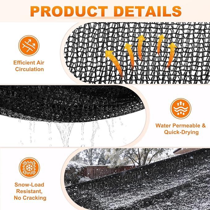 M METERXITY 40% Sun Shade Cloth for Garden, HDPE 10x20 ft Sun Shade Net with Reinforced Grommets for Patio/Greenhouse/Plant Cover, Heavy Duty Sunblock Resistant Mesh Tarp [Black]