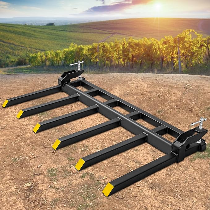 YINTATECH Clamp on Debris Forks to 60" Bucket, 4000 lbs Capacity Heavy Duty Clamp on Pallet Forks Bucket Forks Attachments Fit for Loader Bucket Skidsteer Tractor